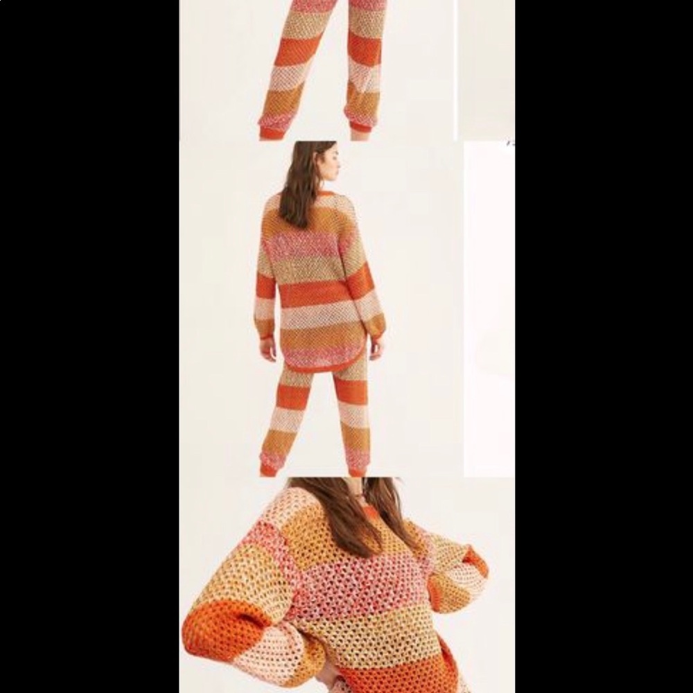 Rare! Free People Golden Hour Crochet Top & Matching Pants Set XS